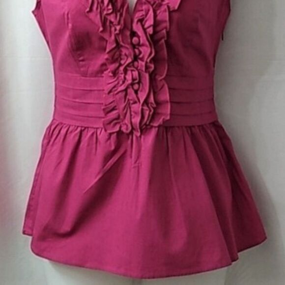Rampage Women's Magenta Cap Sleeve Ruffled Peplum Blouse Size Medium NWT - Picture 3 of 14